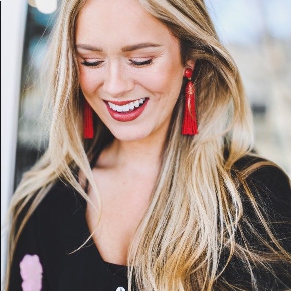 NEW! BOHO Red & Gold Fringe Tassel Earrings - Picture 11 of 16